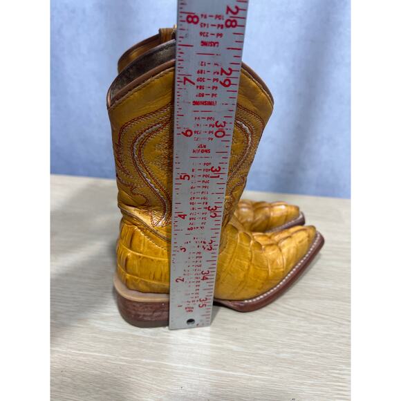 Arango Western Cowboy Yellow Alligator Pointed Toe Kids Boots Size USA 13 Mex 20 - Picture 9 of 9